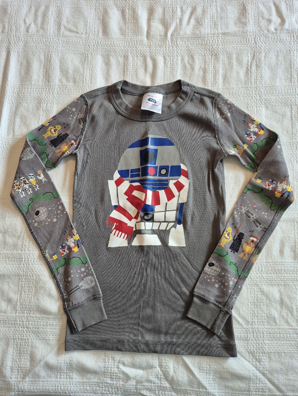Hanna Andersson size 130 or 8 boys R2D2 gray pajama top VGUC